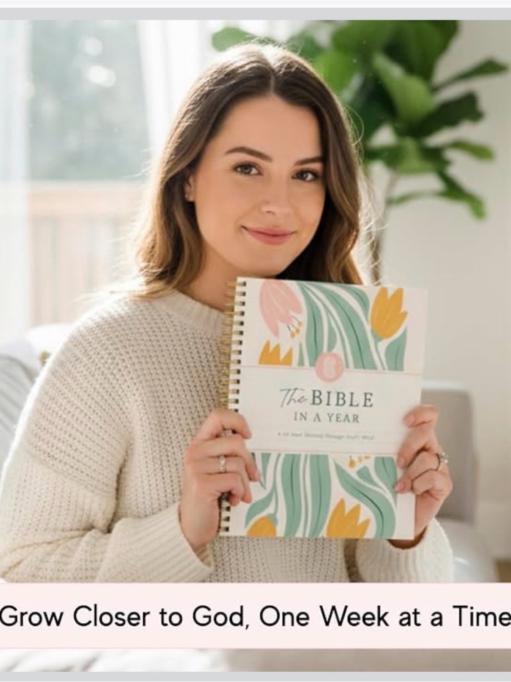 The Bible In A Year Spiral Journal - Floral Cover (Green, Yellow, Pink, White)